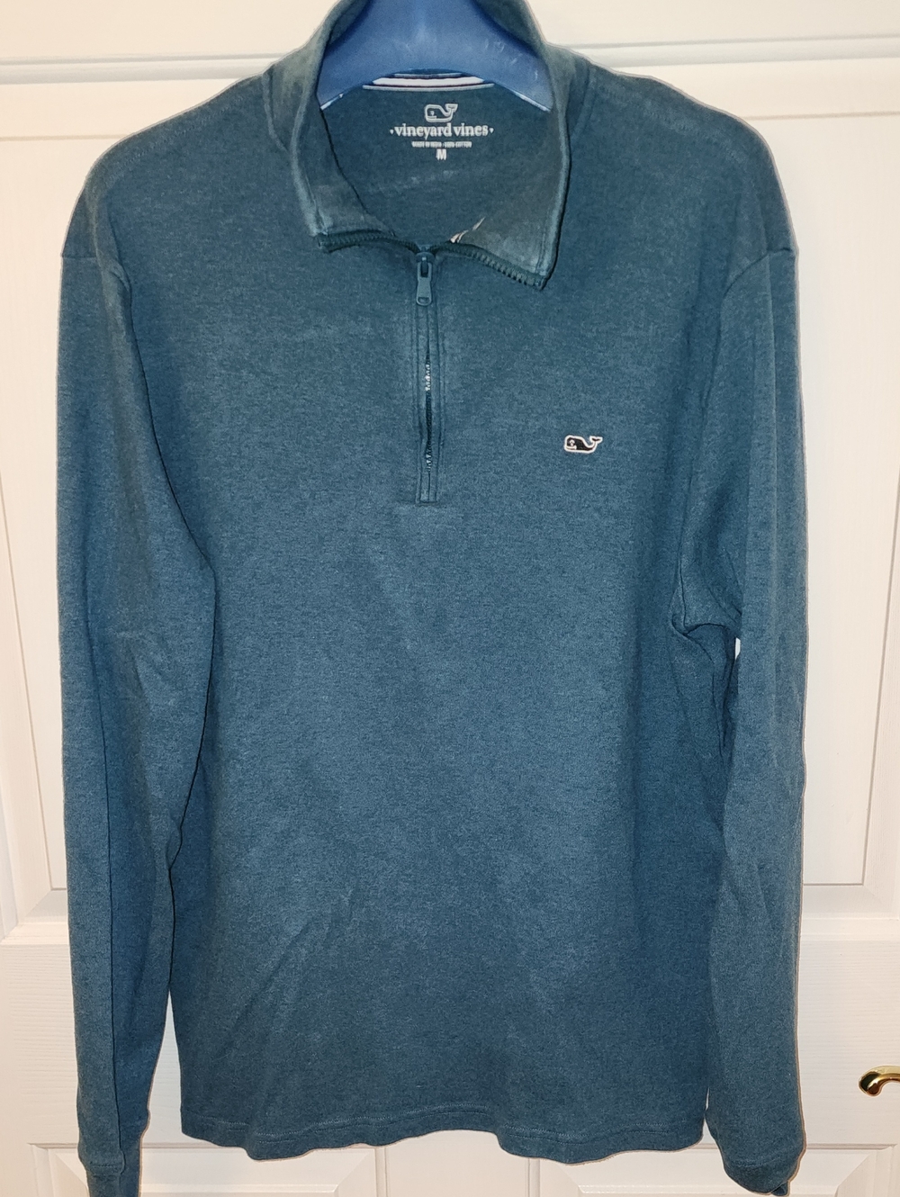 Vineyard Vines Men's Teal Half-Zip Sweatshirt with Whale Logo